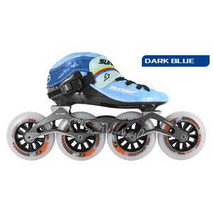 Chaussures de patinage de vitesse professionnelles en carbone intégral OEM, 3-4 roues, légères, pour la course, patins à roulettes en ligne, bottes imperméables - Product Image 2