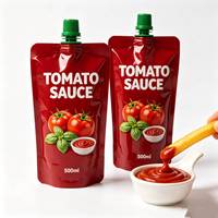 Sachet Doypack personnalisé avec bec verseur et bouchon à vis, en composite de qualité alimentaire, pour sauce tomate, en aluminium, faible MOQ, livraison rapide