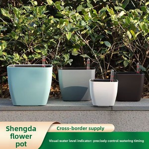 Vaso da Fiori Minimalista Quadrato Autoirrigante in PP, Robusto e Durevole, <span class=keywords><strong>di</strong></span> Grande Calibro, per Giardino e Casa - Product Image 2