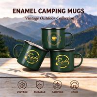Mug en émail vintage durable, tasse en acier émaillé, vente en gros OEM pour la maison, la boisson, le camping en plein air, la promotion