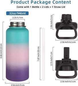 Grupo único 32oz Botella de agua deportiva térmica de acero inoxidable de doble pared Frasco de hidratación aislado al vacío para termos - Product Image 4