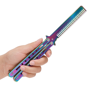 Pettine in acciaio inossidabile pettine a farfalla pettine pieghevole a colori all'ingrosso barbiere strumento professionale per tagliare i capelli - Product Image 2