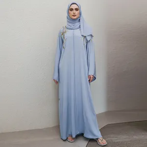 baju kurung sulam raya 2023现代平原新泽西abaya为女性穆斯林祈祷服迪拜khimar jilbab