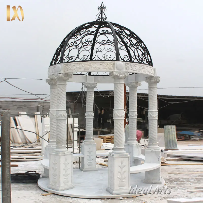 Ideal Arts Outdoor Marmor Pergola zum Verkauf römischen Stil transparente Kuppel weiß großen Marmor Pavillon für