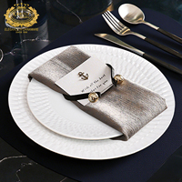 Service de table en porcelaine fine de luxe Taiji White, élégant, avec assiettes à dessert, pour mariage, anniversaire, restauration fine