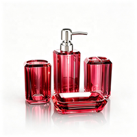 Ensemble d'accessoires de salle de bain en acrylique transparent épais |   Distributeur de lotion, porte-savon, gobelets et support pour brosses à dents |   pour la maison et l'hôtel