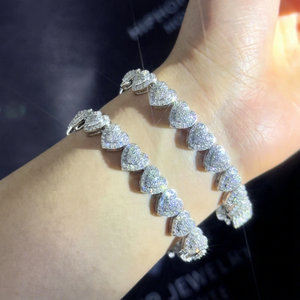 Pulsera/collar de cadena cubana con forma de corazón, corte brillante redondo, chapado en oro de 18 quilates, plata 925, certificado GRA, moissanita VVS, estilo hip hop. - Product Image 1