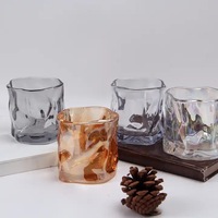 Nouveau luxe Unique forme de vague ambre gris givré clair 180ml 275ml bougeoirs en verre bocal à bougie en verre
