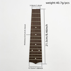 21 Inch 15 <strong>Frets</strong> Rosewood Ukulele Fretboard, White Position Dots Inlay, Pointed &amp; Flat Tail Design for Concert Ukulele Parts - Product Image 2