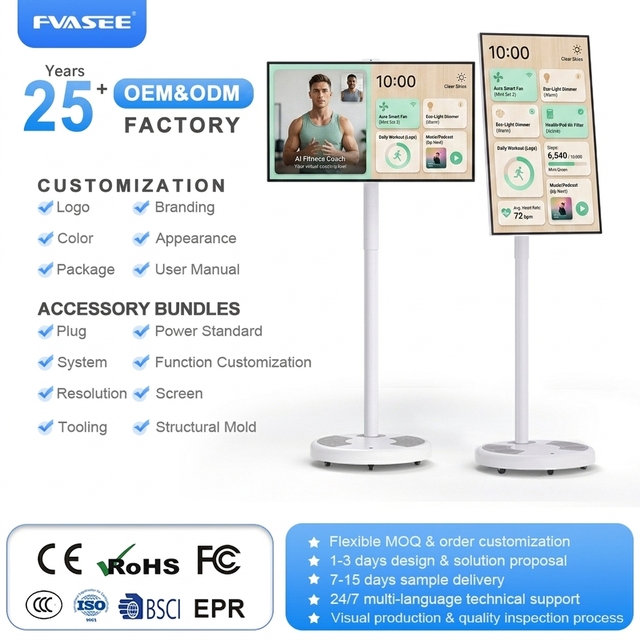 FVASEE Android Wireless Portable TV Smart Touch Screen LCD Display 21.5 Inch Moveable Stand TV