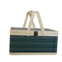 Panier pliant en bambou tressé pour l'emballage de Zongzi, de gâteaux de lune et de crabes - Boîte cadeau à thème chinois pour mariages et célébrations