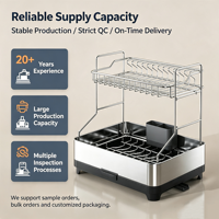 Organisateur de cuisine multifonctionnel en acier inoxydable 304 avec égouttoir et bac de récupération d'eau