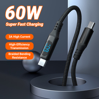 Câble HYTO Retail Package Led Display Type C vers Type C PD 60W Chargeur rapide tressé