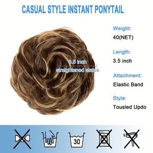 Extensiones de Cabello Elegantes para Mujer, Moño Despeinado Tipo Donut, Rizado, con Cuerda Elástica - Fibra Sintética al por Mayor, 40g, Color Ombre/Natural/T - Product Image 2
