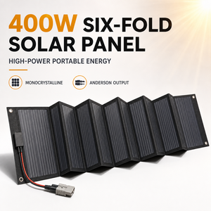 400W 6-Fold Solar Panel with Stand, 18V/36V Anderson, Waterproof Monocrystalline for <strong>12V</strong> 24V 48V 60V 72V <strong>Battery</strong> - Product Image 1
