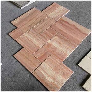 Carreaux <span class=keywords><strong>de</strong></span> travertin Rosso Dark Red poli et brossé, motif français, pour cuisine, villa <span class=keywords><strong>de</strong></span> luxe, intérieur, extérieur, sol, mur - Product Image 5