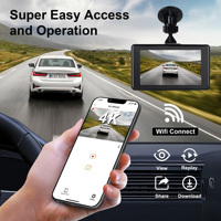 Cámara de salpicadero 4K Lente dual delantera y trasera Coche DVR IPS Grabadora de pantalla Cámara de salpicadero Cámara de coche
