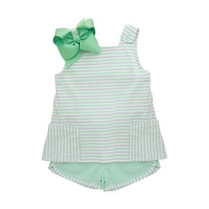 GSSO3110 Combinaison sans manches pour bébé fille, imprimé rayé coloré, vente en gros, ensemble enfant - Product Image 1