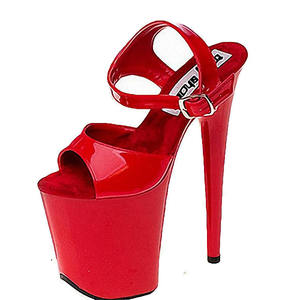 लाल मोटी नीचे उच्च मंच पतली एड़ी 20 cm भोज जूते सेक्सी पोल नृत्य मॉडल चलना शो बड़े महिलाओं की टपका हुआ पैर की अंगुली सैंडल - Product Image 2