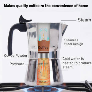 <span class=keywords><strong>Cafetera</strong></span> Moka de Aluminio Plateado de 150 ml para Estufa, con Válvula de Seguridad de Acero Inoxidable para Preparar Café en Casa - Product Image 5