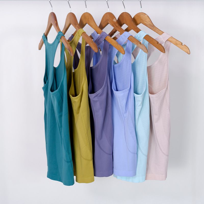 Women lu lu Yoga Vest Solid Workout Backless Shirts Sports FitnessTank Top Active Wear Sleeveless Sexy Gym Tech