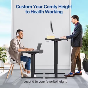 Electric Height Adjustable Standing <b>Desk</b> 1200X600X15mm Single Motor Frame Study <b>Desk</b> Black And White Metal <b>Foldable</b> - Product Image 4