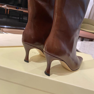 Nuovi arrivi personalizzati produttore <span class=keywords><strong>stivali</strong></span> lunghi da donna con Logo personalizzato punta rotonda tinta unita in morbida pelle tacco medio <span class=keywords><strong>stivali</strong></span> alti al ginocchio da donna - Product Image 3