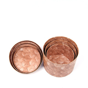 Плетеная Подарочная коробка из искусственного ротанга, трехкомпонентная деревянная цилиндрическая Подарочная круглая Цветочная коробка с пятнами на заказ - Product Image 2