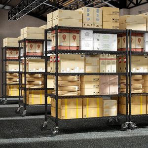 חובה כבדה 6 שכבות מדפים מתכת לחנות עם גלגלים מדף אחסון מתכת - Product Image 5