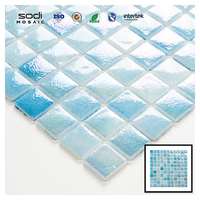 Carreaux de briques brillantes de conception technique bleu foncé piscine et zone humide base de douche et murs Villa appartement mosaïque de verre