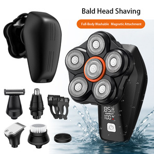 Rasoio Elettrico Rotante 6 in 1 per Uomo, Wet/Dry, con 6 Testine, Rifinitore per Peli del Naso, Ricaricabile USB per Uso in Camper e Hotel - Product Image 4