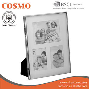 실버 도금 3 장 사진 프레임 금속 그림자 상자 표시 풍경 동물 초상화 주제 - Product Image 4