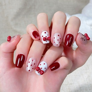 Haute qualité 10 pièces mignon 3D Hello Kitty <span class=keywords><strong>faux</strong></span> ongles pur fait à la main acrylique presse sur les ongles pour les filles - Product Image 4