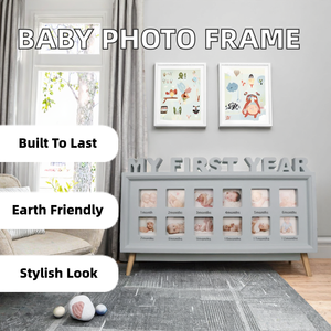 Cadre photo pour bébé en plastique écologique, mon premier anniversaire, 12 moments, sérigraphie, design moderne, cadre souvenir pour bébé - Product Image 2