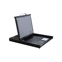 Conmutador KVM LED VGA de 1U para Montaje en Rack de 18.5 Pulgadas, 4, 8, 16 Puertos, Teclado Integrado OSD y Panel Táctil, 1080P, USB/PS2, Función IP, Conmutador KVM LCD