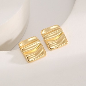 2025 mode classique Vintage carré plissé boucles d'oreilles alliage spirale boucles d'oreilles filles boucles d'oreilles accessoires - Product Image 1