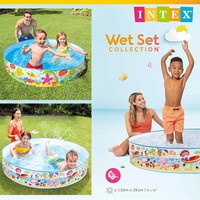 INTEX 56451 Kinder-PVC-Rundpool mit Hartkleber-Boden, Wasserspiel- und Schwimmbecken, faltbar, nicht aufblasbar, 152cm x 25cm, große Badewanne