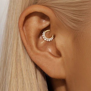 Anillo de Nariz Clásico de Plata de Ley S925 con Zirconia de Doble Capa, Juego de Aros para Oreja y Piercings Daith - Product Image 4