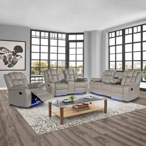 Sofá reclinable manual de piel sintética elástica y convertible, superventas de fábrica, con esponja luminosa y diseño moderno. - Product Image 1