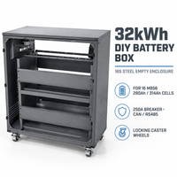 Kotak Baterai DIY 32kWh, Casing Kosong 16S Baja, Pemutus Sirkuit 250A, CAN RS485, Roda Caster untuk 16 pcs Sel MB56 280Ah 314Ah