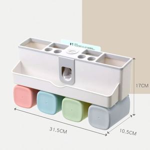 Wall Mounted Bathroom Soap Dispenser Smart Toothbrush <b>Holder</b> Automatic <b>Toothpaste</b> Dispenser With Tooth Cup - Product Image 5