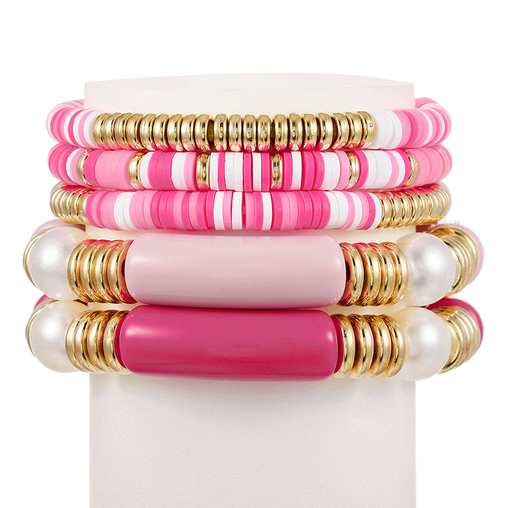 Bracciale Elastico Con Iniziale Personalizzata – Perline In Argilla Bianche E Nere Con Charms Oro – 19 Cm – Regalo In Scatola - 4