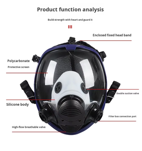 Masque facial complet certifié CE, protection contre le feu et la fumée, design anti-buée avec filtres remplaçables, masque facial scellé industriel - Product Image 3