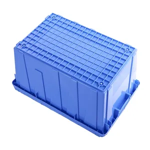 Aceally Heavy Duty Logistic Plastic Moving Crates with Lid