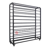 Étagère mobile double face multifonctionnelle pour tapis, rouleaux de film et tissus, avec présentoir roulant