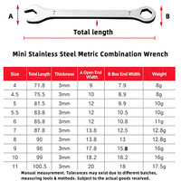 Mini clé combinée en acier inoxydable, clé à fourche métrique, clé à douille fine et petite pour la réparation de vélos et de motos