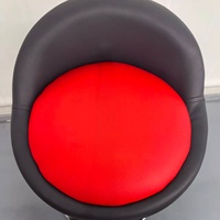 Tabouret de bar moderne en similicuir PU, noir et rouge, rembourré, petit, avec pieds argentés réglables, confortable