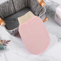 Gants de bain A3566 robustes à couche unique pour adultes, pour le gommage corporel et le nettoyage des zones difficiles, avec support de serviette intégré pour le dos