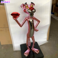 Statue de la Panthère Rose Art Déco Personnalisée pour l'Intérieur, Sculpture Moderne en Résine Électroplaquée pour l'Extérieur
