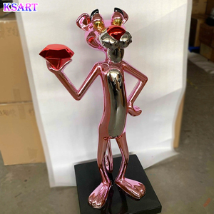 Statua Personalizzata della Pantera <span class=keywords><strong>Rosa</strong></span> in Stile Art Deco per Interni ed Esterni, Scultura Moderna in Resina Elettroplaccata - Product Image 6